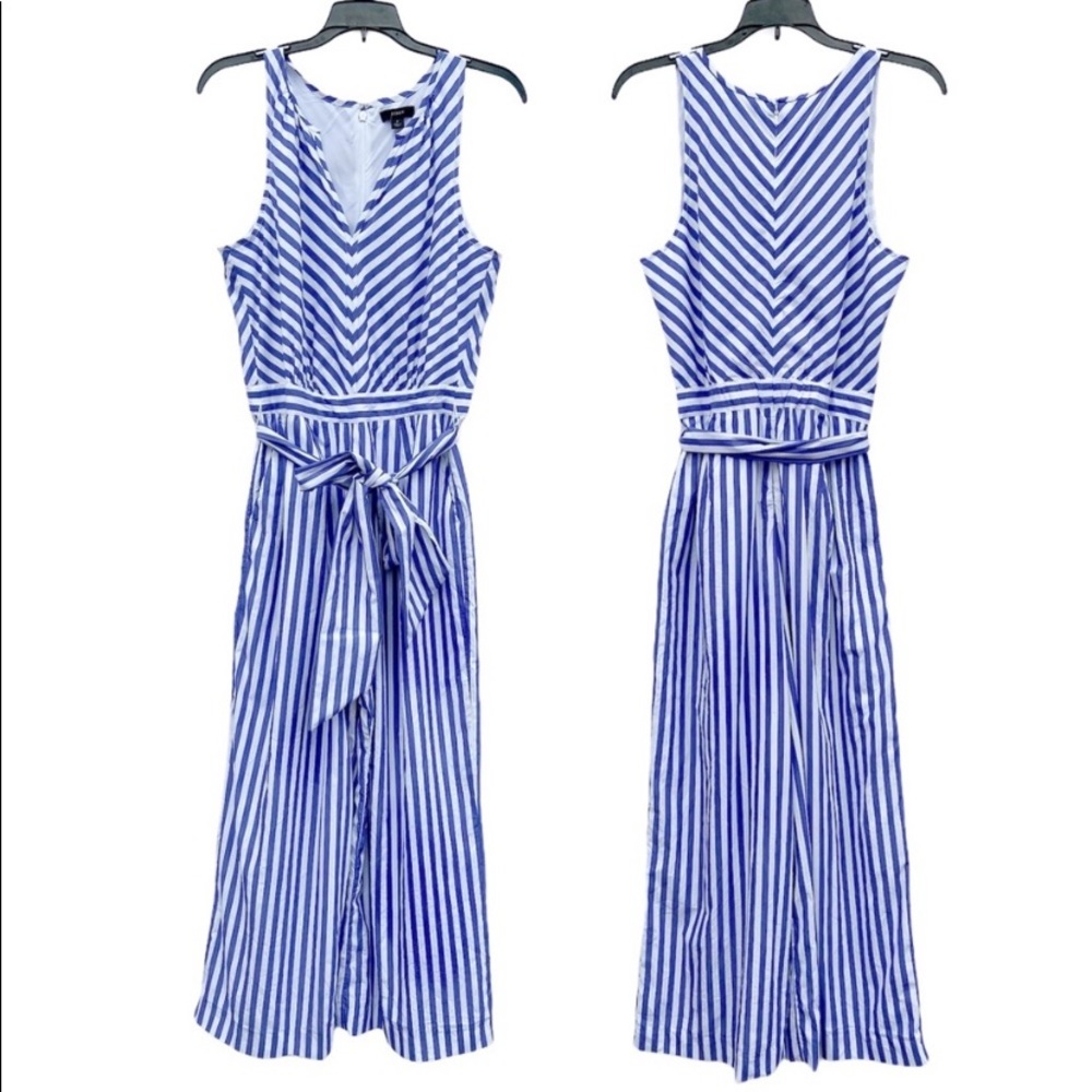 J. Crew Striped Belted Wide Leg Cropped Jumpsuit - Picture 2 of 2